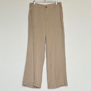 LOFT Tan Wide Leg High Rise Elastic Waist Pants Women's 12 Lyocell Boho Casual